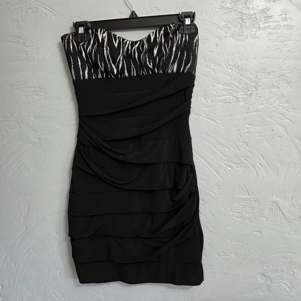 Ruby Rox black sleeveless dress with silver glittery accents at top womans sizeS